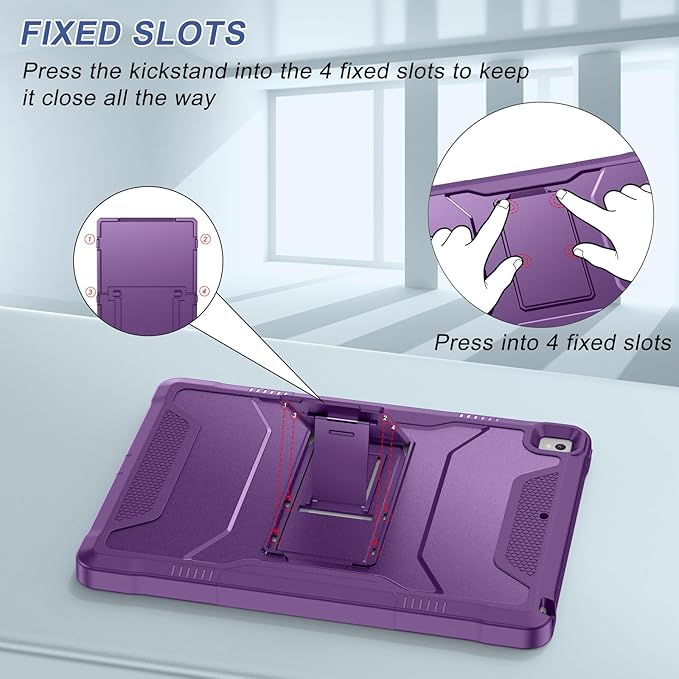 Soke Case for iPad 6th/5th Generation 9.7 Inch 2018/2017,with Built-in Screen Protector and Kickstand, Rugged Full-Body Heavy Duty Protective Cover for Apple iPad Air 2 /Pro 9.7 - Purple