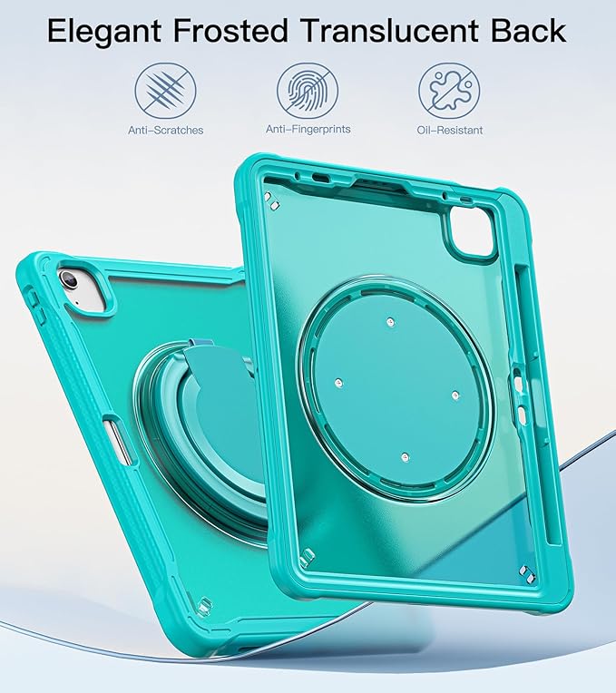 BATYUE Case for iPad Air 11-inch M4(2026)/M3(2025)/M2(2024), iPad Air 4/5 10.9" & Pro 11" 2018-2022 - Shockproof Case with 360° Rotating Stand & Handle, Pencil Holder, Shoulder Strap, Light