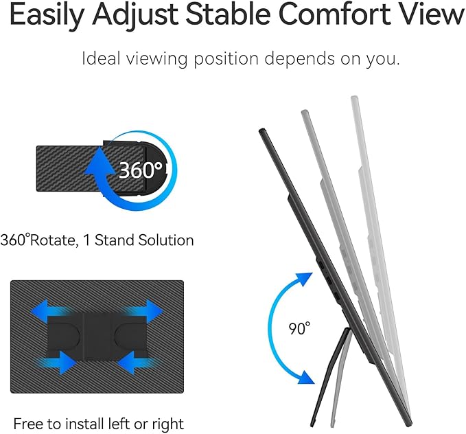 16" 2.5K Portable Monitor - QHD Laptop Screen Extender 100% sRGB Wide Color HDMI/USB C/USB A Travel External Display Stand Gaming Monitor for PC Windows MAC Computer Switch Phone Xbox PS4/5