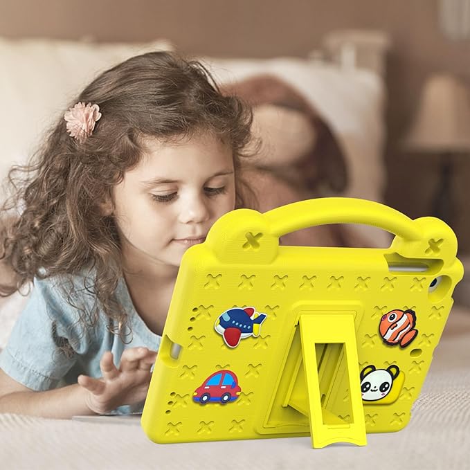 AKABEILA Compatible with Apple iPad mini 1/2/3/4/5 Tablet Case, Kids Friendly Universal Lightweight Shockproof Protective Case with Shoulder Strap & Stand Handle Yellow