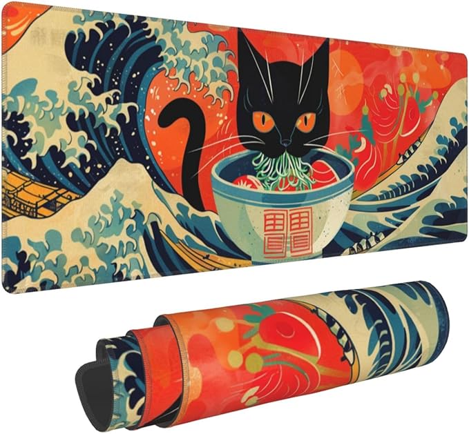 Mouse Pad Gaming - Large Mouse Pad for Desk with Waterproof Surface & Durable Design Desk Mat for Desktop & Office Accessories (Nautical Noodles)
