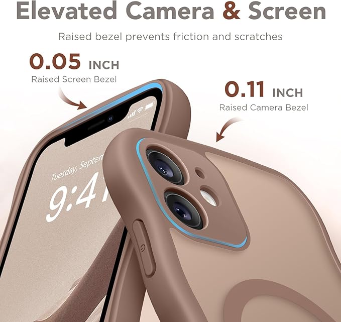 CAPRARO Cute for iPhone 11 Case, Compatible with MagSafe, [Curly Wave Edge] [Full Camera Protection] [14 FT Drop Protection] Magnetic Phone Case for 11 6.1 Inch, Brown
