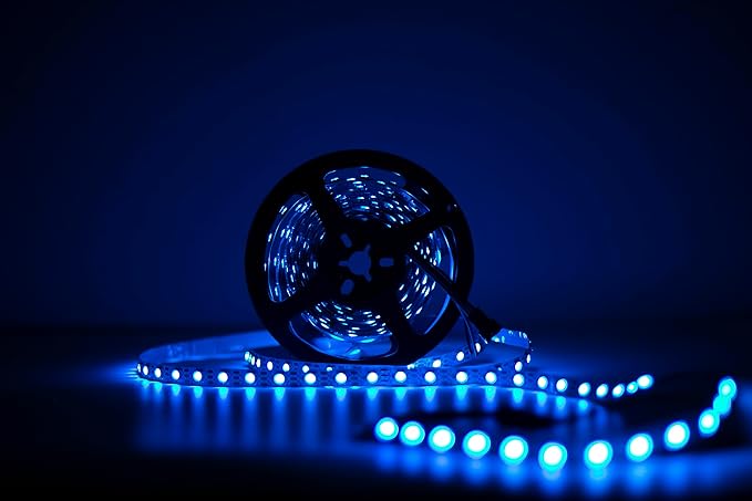 WS2812B LED Strip Individual Addressable Light 60Pixels/m SMD 5050 RGB Pixel Strip DC5V (16.4FT 300LEDS Waterproof IP67, White PCB)