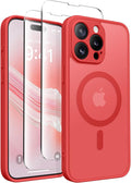 CAPRARO Magnetic for iPhone 15 Pro Max Case, [Compatible with MagSafe] [Full Camera Protection] Shockproof Protective Slim Translucent Matte Phone Case for iPhone 15 Pro Max 6.7'', Watermelon Red
