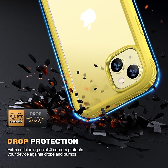 Diaclara Designed for iPhone 15 Case, Full Body Rugged Case with Built-in Touch Sensitive Anti-Scratch Screen Protector, with Camera Lens Protector(Lemon Yellow)
