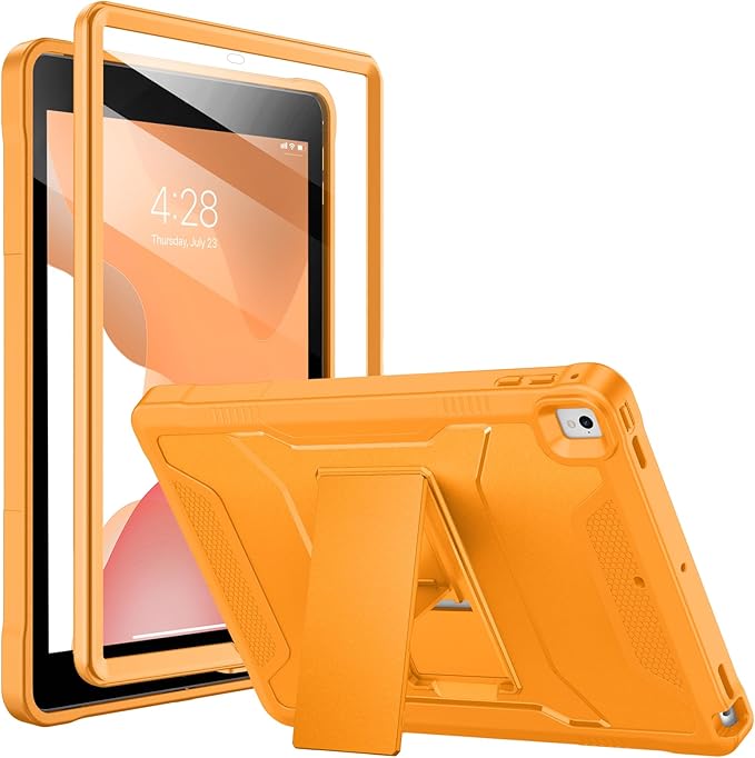 Soke Case for iPad 6th/5th Generation 9.7 Inch 2018/2017,with Built-in Screen Protector and Kickstand, Rugged Full-Body Heavy Duty Protective Cover for Apple iPad Air 2 /Pro 9.7 - Citrus