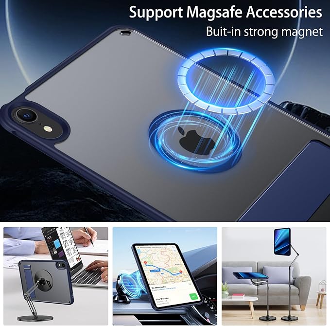 GUAGUA for iPad mini 7 Case 2024 (A17 Pro), Magnetic Mini 7th/6th Generation Cases with Stand(2024/2021) with Pencil Holder Slim Protective Kickstand Tablet Case for iPad mini 7th/6th 8.3'', Blue