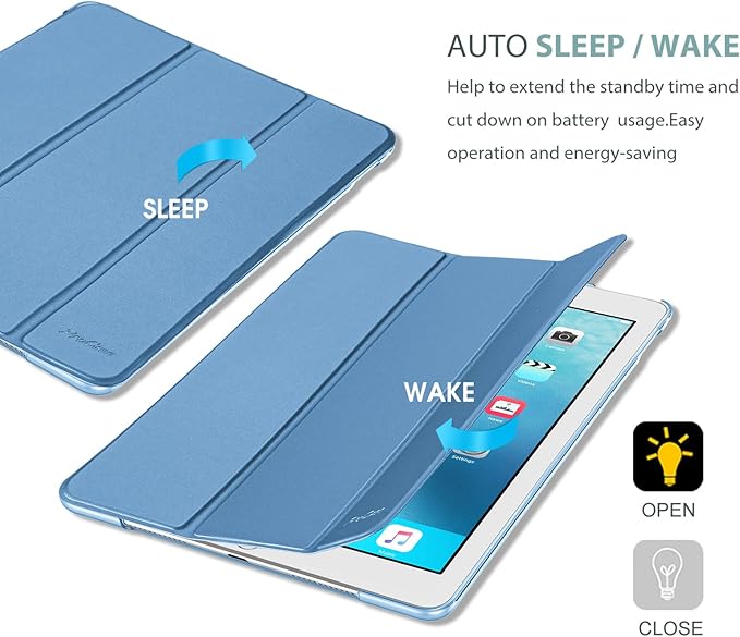 ProCase Smart Case for iPad Pro 9.7 Inch 2016, Ultra Slim Lightweight Stand Smart Case Shell with Translucent Frosted Back Cover for iPad Pro 9.7 Inch (A1673 A1674 A1675) -Blue