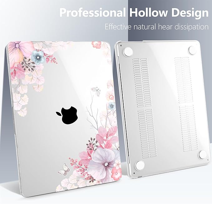 Batianda Premium Case for New MacBook Air 15 inch with M5 M4 M3 M2 Chip 2026 2025 2024 2023 Release, Designed Ultra-Slim Hardshell & Keyboard Cover & Screen Protector 4-in-1 Bundle, Lovely Flower
