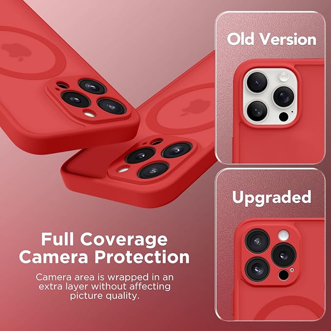 CAPRRO Magnetic for iPhone 13 Pro Max Case, [Compatible with MagSafe] [Full Camera Protection] Shockproof Protective Slim Translucent Matte Phone Case for iPhone 13 Pro Max 6.7'', Watermelon Red