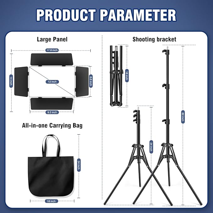 LED Video Light Kit, Studio Light with 2500k-8500k for Filming Camera Photo Recording Stage Shooting Streaming YouTube TikTok