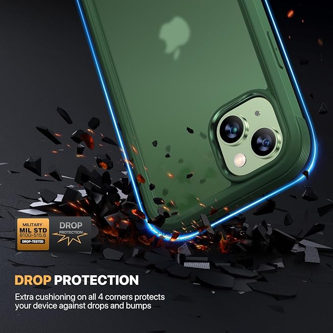 Diaclara Designed for iPhone 15 Case, Full Body Rugged Case with Built-in Touch Sensitive Anti-Scratch Screen Protector, with Camera Lens Protector for iPhone 15 6.1" (Frosted Green)