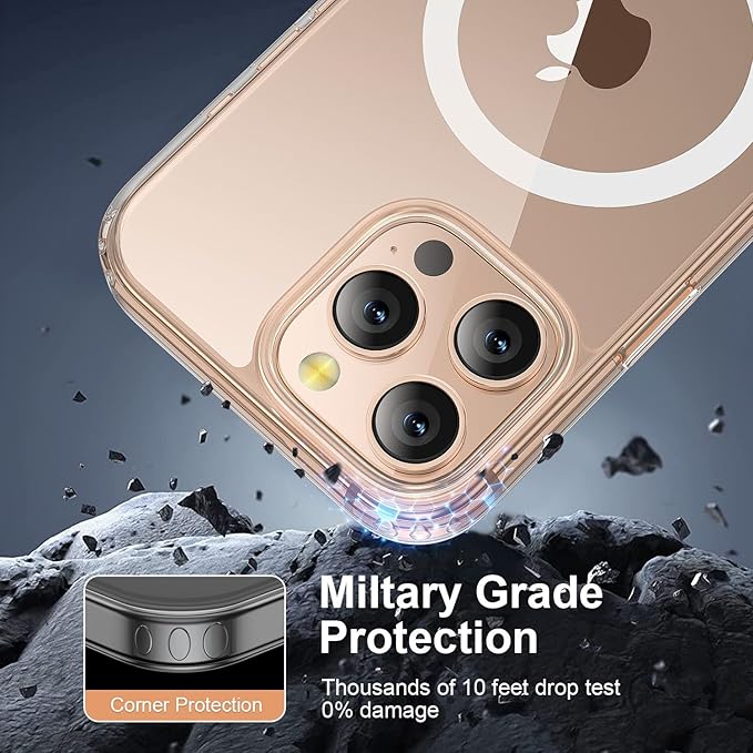 Anti-Yellowing Strong Magnetic for iPhone 16 Pro Case [Compatible with MagSafe] [12FT Military Grade Drop] Shockproof Protective Slim Thin iPhone 16 Pro Cover 6.3 Inch, Clear
