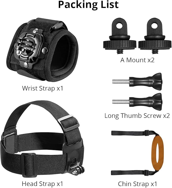 AKASO Action Camera Rock Climbing Kit Compatible with GoPro Hero 2 3 4 5 6 7 8 9 10 11, Portable Electronic Device Mount, Black