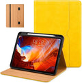 DTTO for iPad Pro 11 inch Case (M5/M4) 2025/2024, Premium Leather Business Folio Stand Cover with Pencil Holder - Auto Wake/Sleep and Multiple Viewing Angles, Yellow