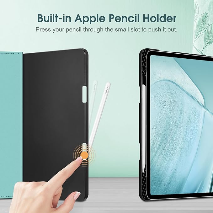 Fintie Folio Case for iPad Air 13-inch M4/M3/M2 (2026/2025/2024), Multi-Angle Viewing Protective Stand Cover with Pencil Holder & Pocket, Auto Sleep/Wake, Blossom
