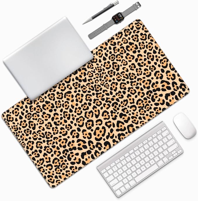 Cheetah Leopard Animal Print Large Extended Mouse Pads XL Mousepad with Stitched Edges Non-Slip Rubber Base Computer Keyboard Pad Desk Mat for Home Office Desk Decor, 29.5" X 15.8"