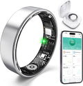 Smart Ring with Sleep Monitoring, Step Counting, Heart Rate, Blood Oxygen for iOS and Android, No Subscription Fee, IP68 Waterproof Health Tracker (Silver, 9)