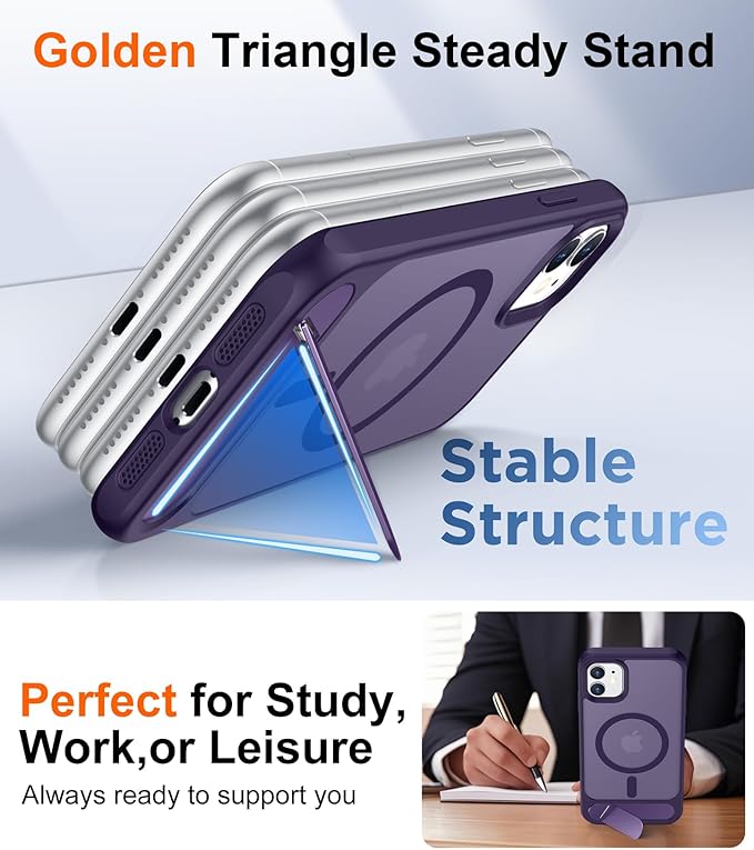 Magnetic Compatible with iPhone 11 Phone Case, [Built-in Invisible Kickstand][Compatible with MagSafe] [Military Grade Shockproof] Slim Translucent Matte Phone Case for iPhone 11 6.1"