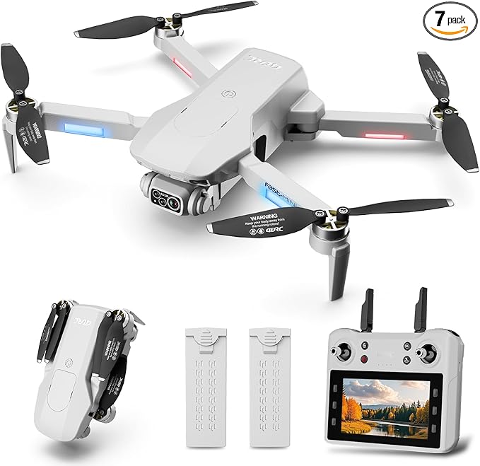 4DF8 GPS Drone with 4K HD Camera, White, 5GHz FPV Transmission, 4.5" LCD Screen on Controller,60 Min Flight Time, Brushless Motor, for Beginners,32GB memory card