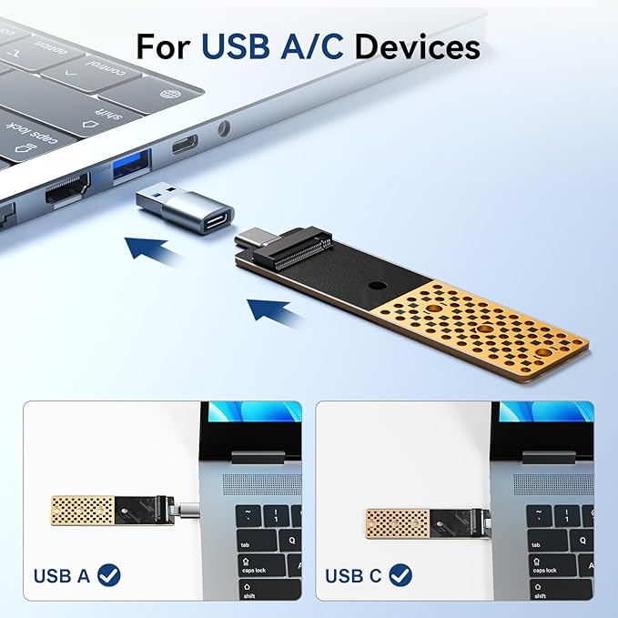ANYOYO NVMe USB 3.2 Gen 2X2 M2 SSD Adapter, M.2 NVMe SATA SSD Enclosure for 2242/2260/2280, USB C to A Adapter