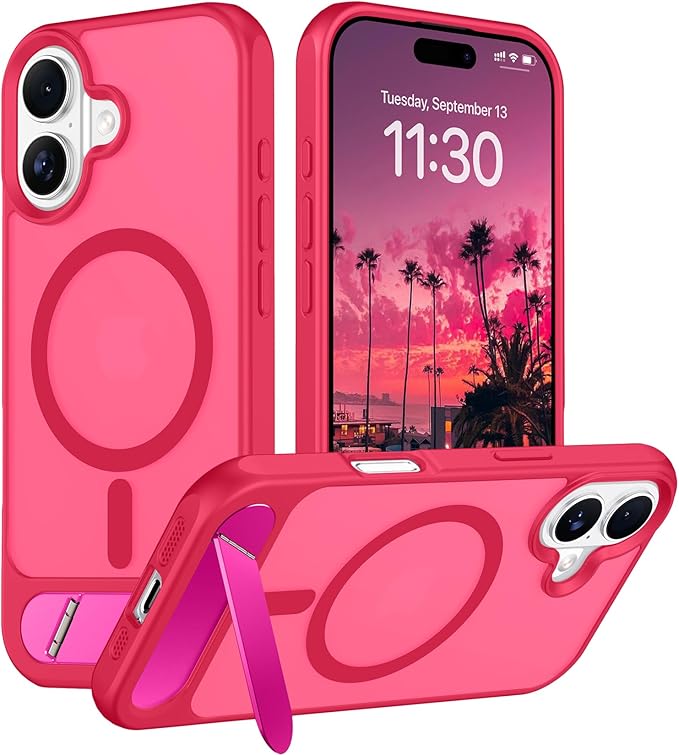 Magnetic Compatible with iPhone 16 Case, [Built-in Invisible Kickstand][Compatible with MagSafe][Military Grade Shockproof] Slim Translucent Matte Phone Case for iPhone 16 6.1"