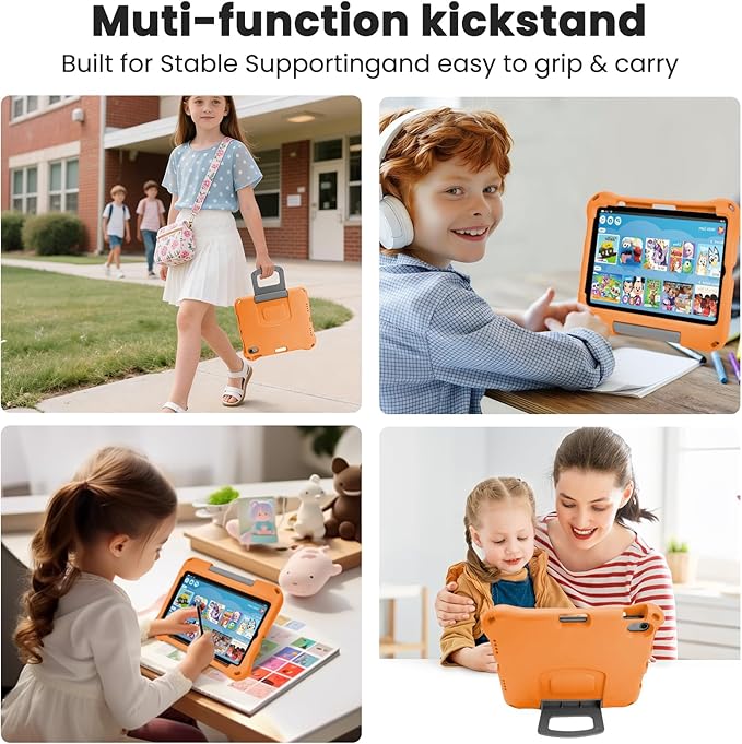 Kids Case for New iPad 11th Gen (A16) 11-inch 2025 & 10th Generation 10.9" 2022 & Air 11" 2025/2024&Air 5th/4th Gen & Pro 11,Durable Shockproof Cover with Pencil Holder Handle Stand.Orange