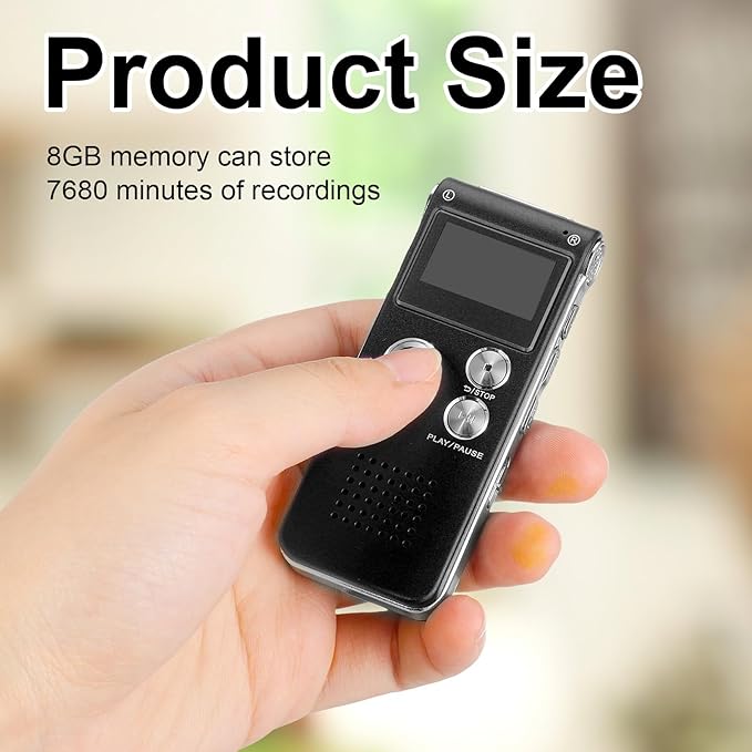Tellegloww Ghost Hunting Equipment Paranormal Equipment for Ghost Hunting Digital EVP Voice Activated Recorder Rechargeable Recorder Device with Microphone, 8GB(Black)