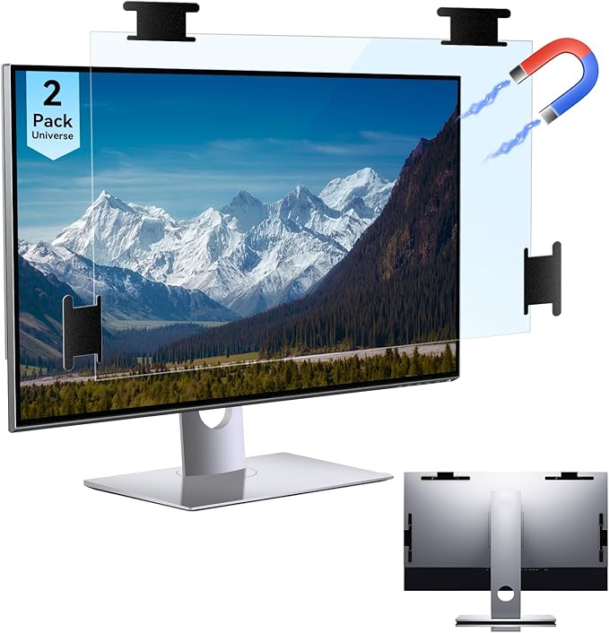 [2 Pack] Magnetic 23.8 in Computer Anti Blue Light Screen Protector for16:9 Aspect Ratio Widescreen Monitor, Hanging Eye Protection Anti-Glare Light Screen Protector, Removable 23.8in Protective Film