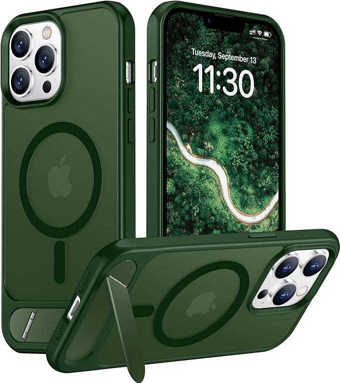 Magnetic Compatible with iPhone 13 Pro Max Case, [Built-in Invisible Kickstand][Compatible with MagSafe] [Military Grade Shockproof] Slim Translucent Matte Phone Case for iPhone 13 Pro Max 6.7"