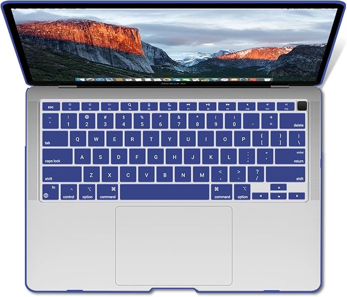 IBENZER Compatible with New MacBook Air 13 inch Case 2022 2021 2020 M1 A2337 A2179 A1932, Plastic Hard Shell Case with Keyboard Cover for Mac Retina Display with Touch ID, Turkish Blue, MMA-T13TUBL+1