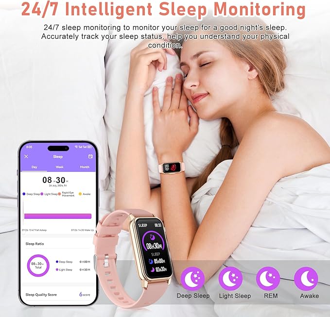 Fitness Tracker with Step Counter/Calories/Stopwatch, Activity Tracker, Health Tracker with Heart Rate Monitor, Sleep Tracker,1.47'' Touch Color Screen, Pedometer Watch for Women Men