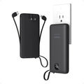 TESSAN Portable Charger with Built in Cables, 10000mAh Power Bank Fast Charging with Foldable AC Plug, PD20W Compact Battery Pack Travel Essentials for iPhone 17/16/15 Series, Samsung, Tablets, Black