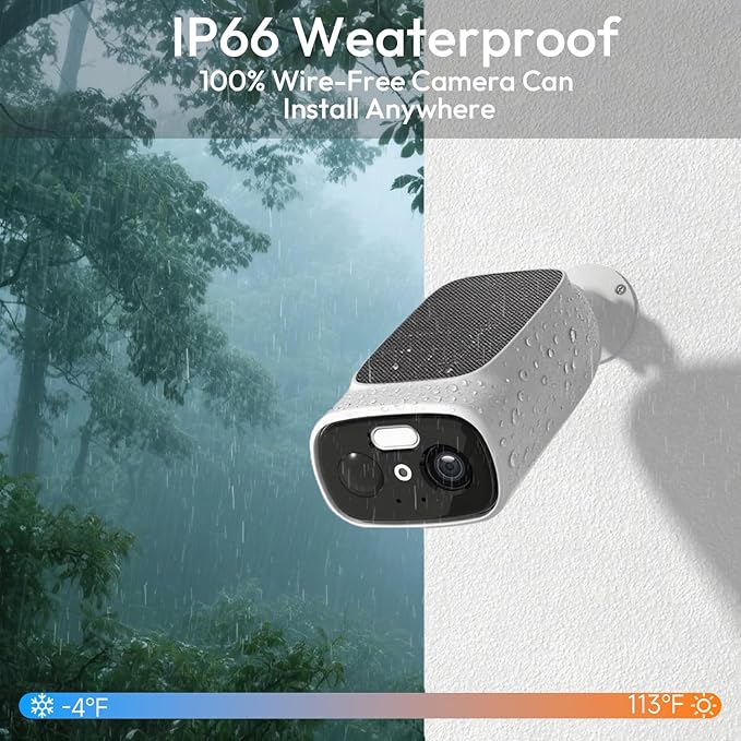 4pcs 2.4G/5G WiFi Cameras for Home Security with Embedded Solar Panel,2.5K Solar Security Cameras Wireless Outdoor with Color Night Vision,2-Way Talk,Siren,IP66, Cloud/SD, AI Detection,W/Alexa