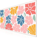 iCasso XXL Large Mouse Mat, Anti-slip Big Mousepad with Stitched Edges, Keyboard Pad Mat for Computer, Work, Gaming (Colorful Flower)