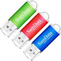 SamData 3 Pack 32GB USB Flash Drives USB 2.0 Thumb Drives Memory Stick Jump Drive Zip Drive, 3 Colors: Blue Red Green