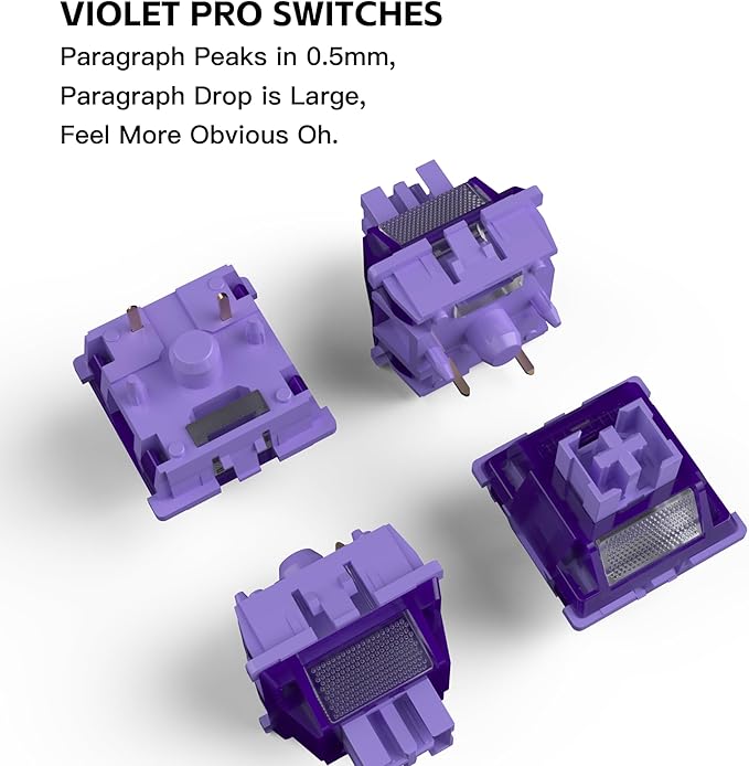 Zjmehty Outemu(Gaote) Violet Keyboard Switches with Light Diffusers,40g Tactile Pre-Lubricated Switches for MX Mechanical Keyboards(36PCS)
