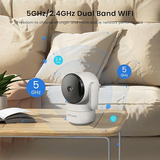 AMOROM 2 Pack 2K Indoor Security Camera Wireless, 360° Pan-Tilt Wi-Fi Pet/Baby Monitor with AI Motion Detection, Night Vision, Phone App, Cloud & SD Storage (5G/2.4G Hz)