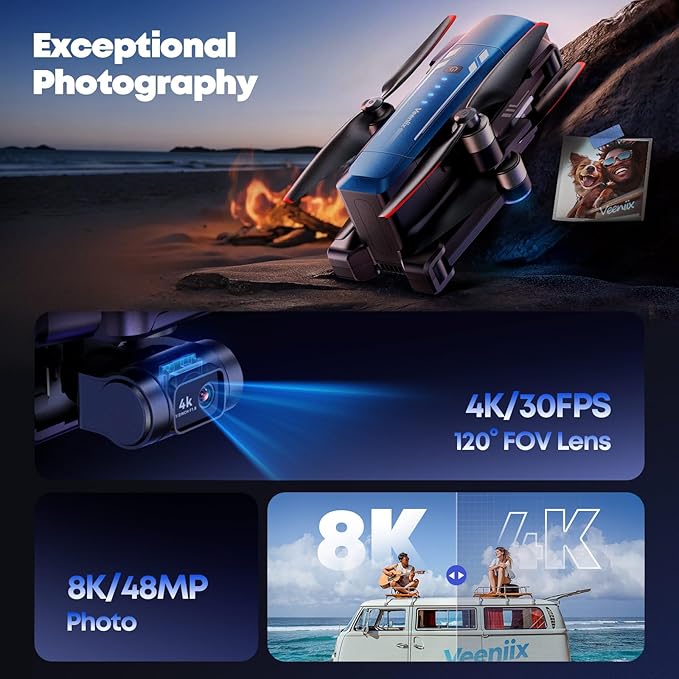 V11PRO Drone with 8K Camera for Adults, 3-Axis Gimbal Drones with 4K/30fps Video, 48 Million Pixels, 80min Flight Time with 2 Batteries, 6KM Video Transmission Quadcopter, Professional Drone