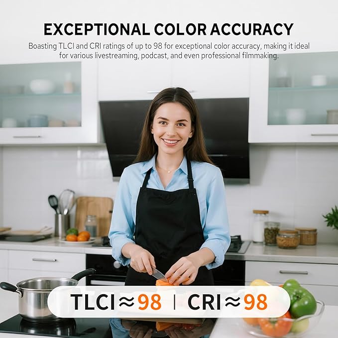 Godox LE200Bi 220W Bicolor LED Video Light, Pro LED Continuous Output Lighting w/Bowens Mount, 57700lux@1m, CRI/TLCI 98+, DMX Control LED Studio Light for Photography Video Recording Streaming