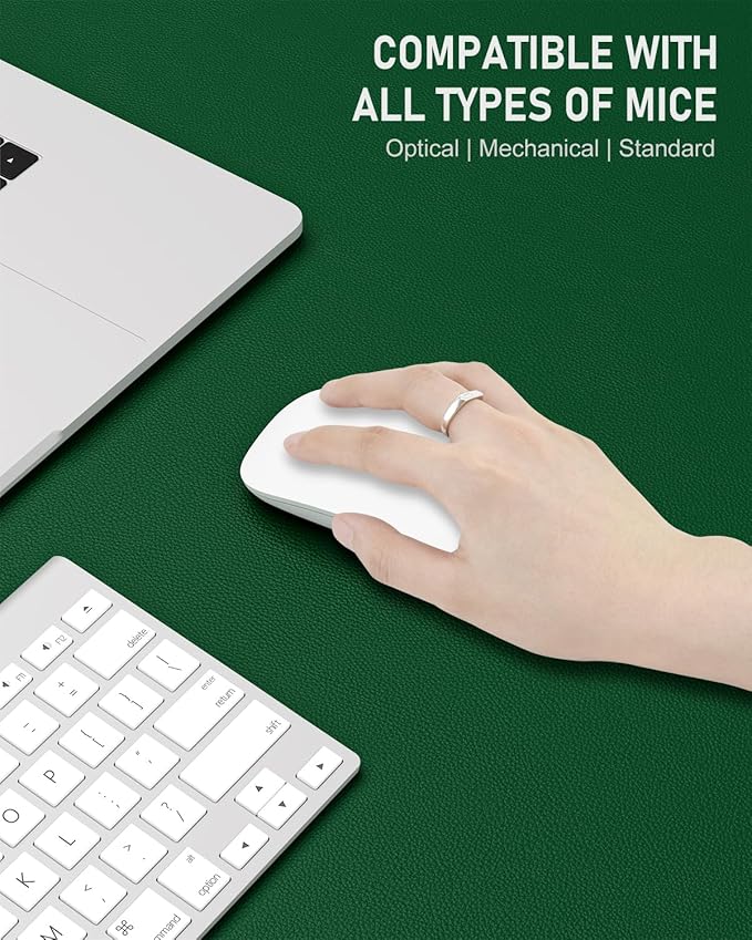Desk Pad, 30" x 14" PU Leather Non-Slip Desk Mat Large Mouse Pad for Desktop, Waterproof Laptop Computer Writing Mat for Office, Home, Work, Gaming, Dark Green
