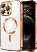 Hython Magnetic Clear for iPhone 12 Pro Max Case with Camera Lens Protector [Compatible with MagSafe] Plating Edge Slim Soft TPU Cover Protective Phone Case for iPhone 12 Pro Max 6.7", Orange