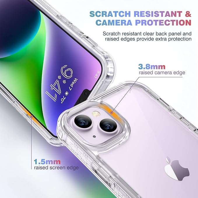 Diaclara Designed for iPhone 14 Plus Case, Waterproof Full Body Rugged Case with Built-in Touch Sensitive Anti-Scratch Screen Protector, with Camera Lens Protector for iPhone 14 Plus 6.7" (Clear)