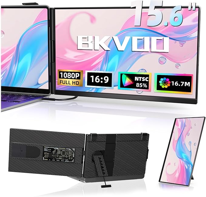 Laptop Screen Extender Dual Monitor - 15.6" Portable Monitor Detachable IPS 1080P FHD 85% NTSC Travel Screen USB-C HDMI Port Compatible with Wins Mac Chrome Dex Fits 13-17" Laptops