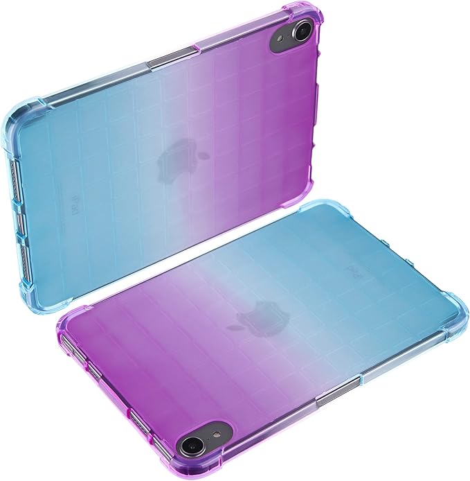 for iPad (A16) 11th Generation 11" 2025 & iPad 10th Generation Case 10.9 inch 2022, Lightweight Thin Translucent Soft TPU Back Shockproof Matte Clear Silicone Gradient Shell, Purple & Green