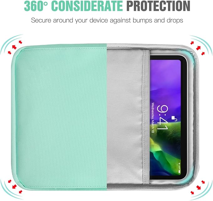 TiMOVO 9-11 Inch Tablet Sleeve Bag with Shoulder Strap for iPad 11-inch A16 2025, iPad 10th Gen. 10.9"/10.2", Galaxy Tab A9+/A11Plus 11", Mint Green