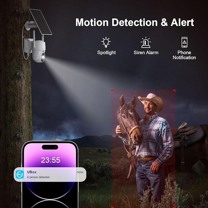 4G LTE Cellular Solar Security Camera Wireless Outdoor, No WiFi Security Camera, Off Grid 2K Color Night Vision ,Built-in SIM Card with Free Cloud Storage(Need Apply) for Barn Farm Jobsite (2 PCS)