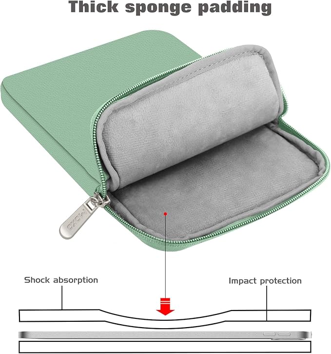 MoKo 13 Inch Tablet Sleeve Fits New 13inch iPad Air M4 2026, iPad Pro M5/M4/Air M3/M2 13", iPadPro 12.9", Galaxy Tab S8+/S9+ 12.4", Polyester Bag Fit with Apple Pencil or Smart Keyboard, Bodhi Green