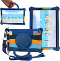 Tablet Case for TCL Tab 10 5G Case 10.1 Inch/TCL Tab 10S 9081X/9080G,Soft Anti-Stress Silicone Case with Rotate Stand/Pencil Holder/Shoulder Strap/Pen for TCL Tab 10.1 Inch (Colorful Dark Blue)