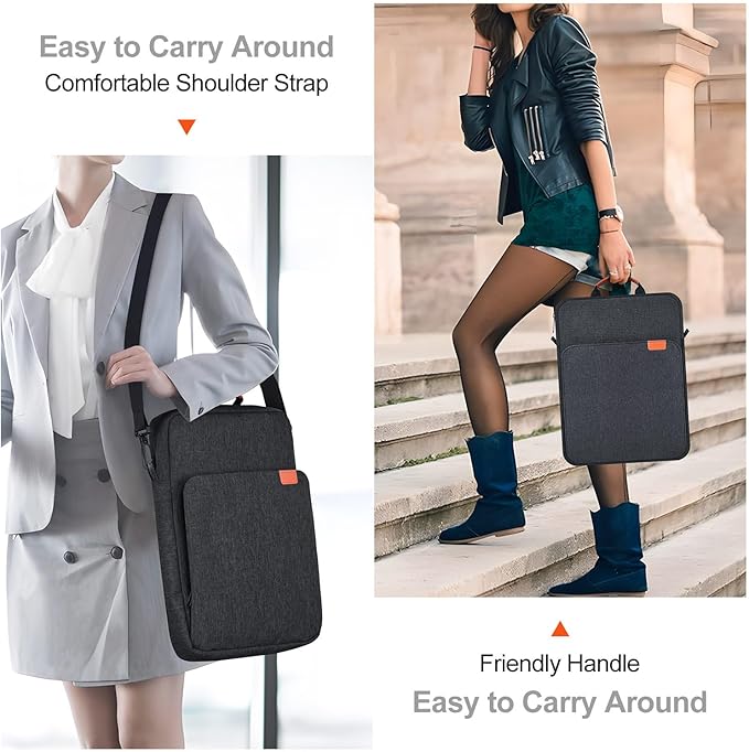 12.9-14 Inch Tablet Sleeve Case for 14.6" Samsung Galaxy Tab S11 S10 S9 S8 Ultra, iPad Pro 13" 12.9"/Air M2 M3 M4,MacBook Air 13"/MacBook Pro 14" M5 M4 M3 Shoulder Bag,Surface Pro 11 Carrying Bag-Grey